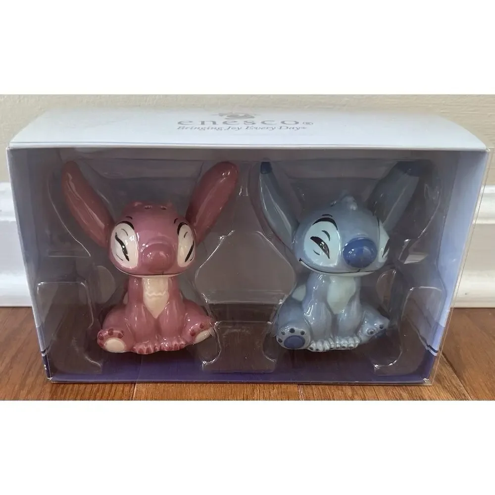 Disney Stitch & Angel Salt‎ and Pepper Shakers Ceramic Lilo & Stitch Enesco NEW